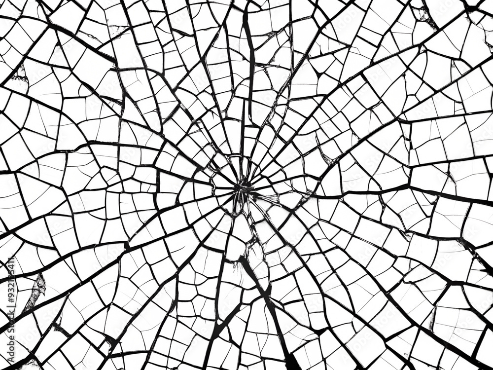 Obraz premium Cracked pattern, black and white isolated on transparent background
