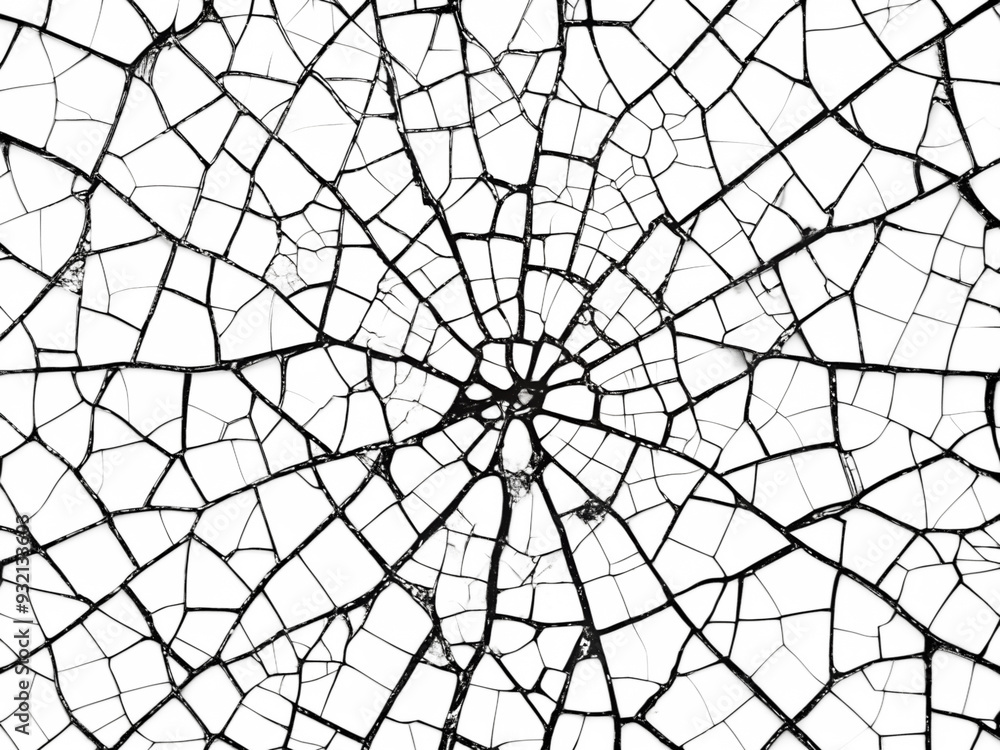 Obraz premium Cracked pattern, black and white isolated on transparent background