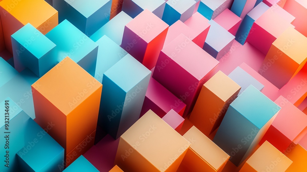 Modern 3D design featuring geometric shapes and cubes in an abstract arrangement, ideal for branding and cover backgrounds Modern 3D design featuring geometric shapes and cubes in an abstract arrangement, ideal for branding and cover backgrounds