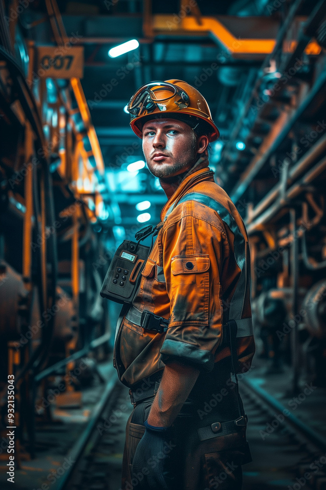 An industrial worker wearing safety gear. Generative AI tools An industrial worker wearing safety gear. Generative AI tools