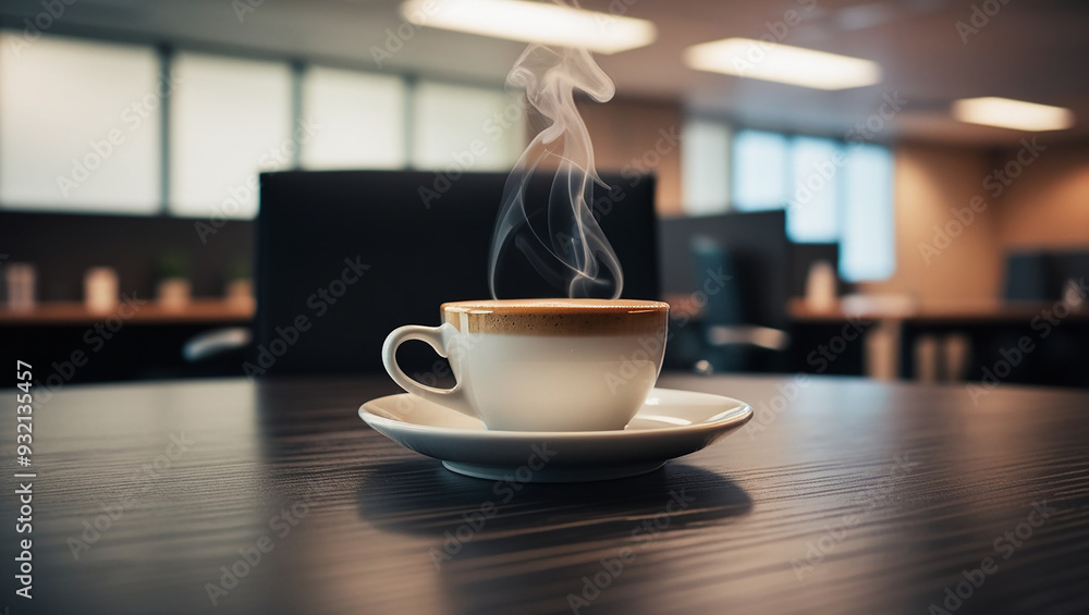 Fototapeta premium White cup of coffee on a table