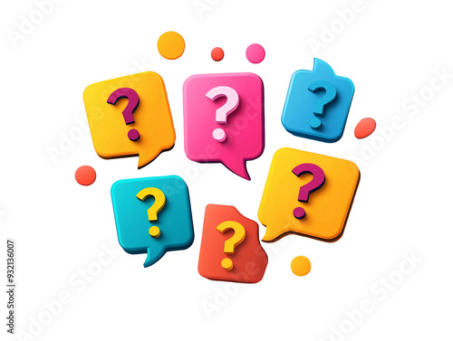 a group of colorful boxes with question marks