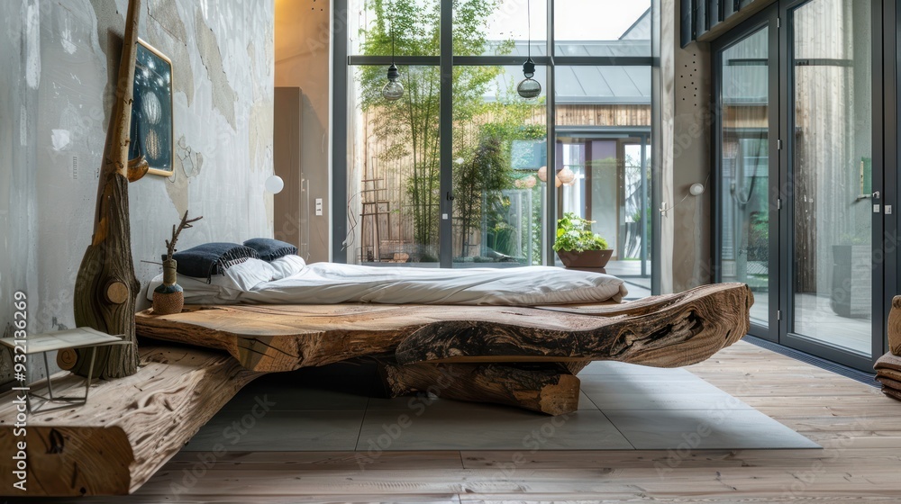 Rustic Bedroom with Unique Tree Trunk Bed Rustic Bedroom with Unique Tree Trunk Bed