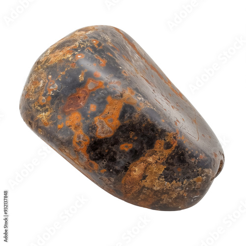 Polished Magnetite Stone on White Background