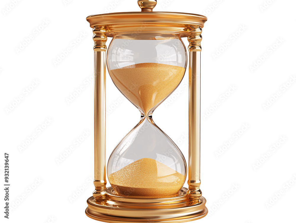 a gold hourglass with sand