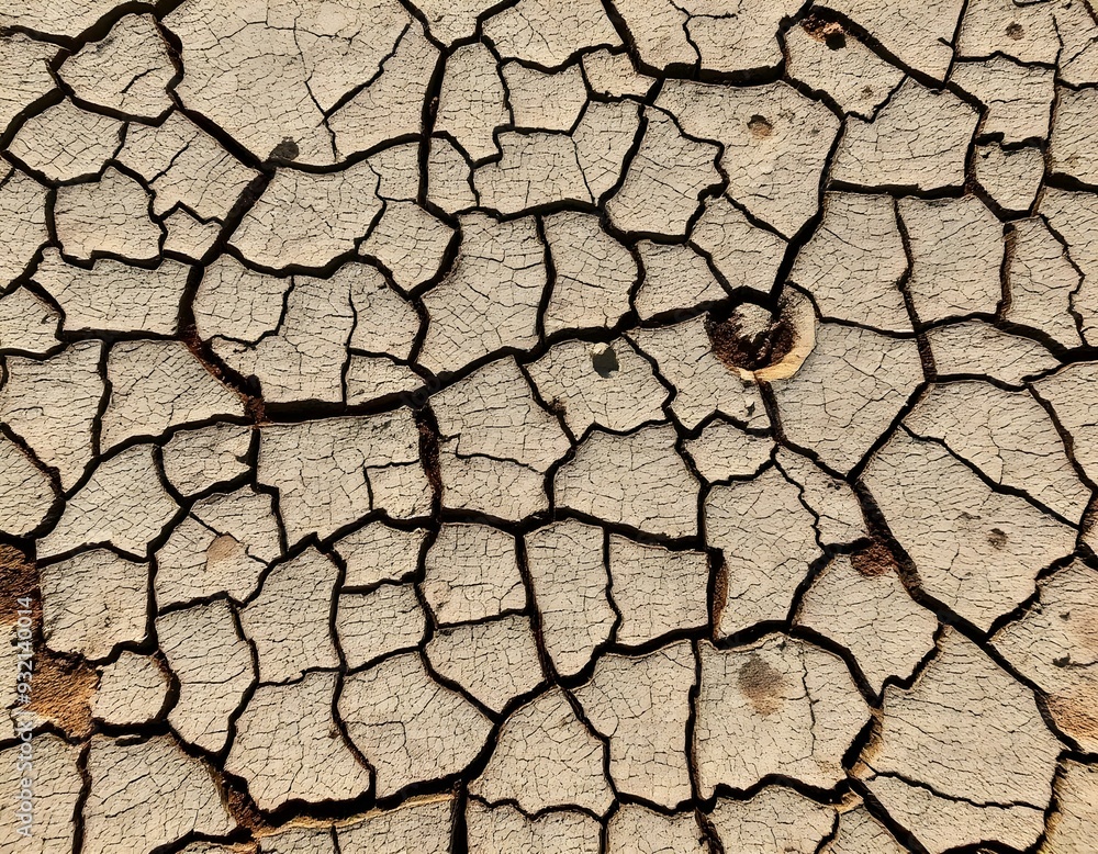Obraz premium wide view of cracked texture background with varying shades of brown and gray, resembling dry earth under a hot sun create with ai
