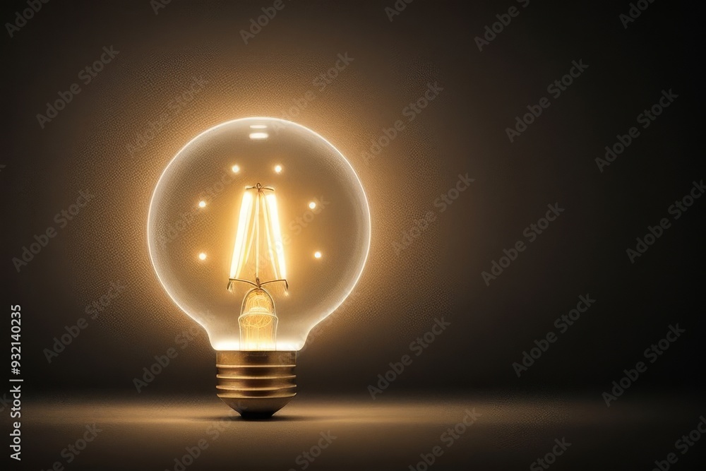 Una bombilla incandescente encendida, fondo difuminado en degradé. Energía y sustentabilidad. Una bombilla incandescente encendida, fondo difuminado en degradé. Energía y sustentabilidad.