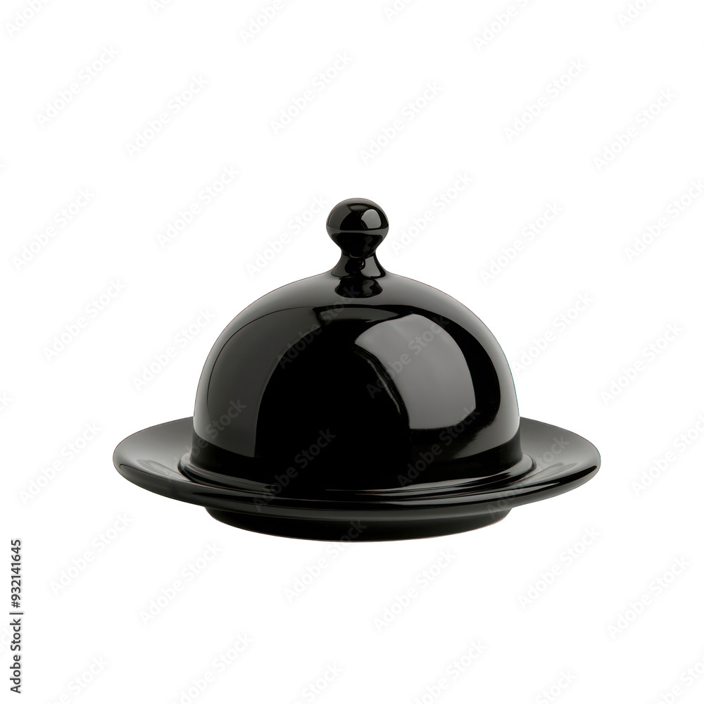 Elegant black serving cloche with a glossy finish, perfect for showcasing gourmet dishes and fine dining. transparent background Elegant black serving cloche with a glossy finish, perfect for showcasing gourmet dishes and fine dining. transparent background