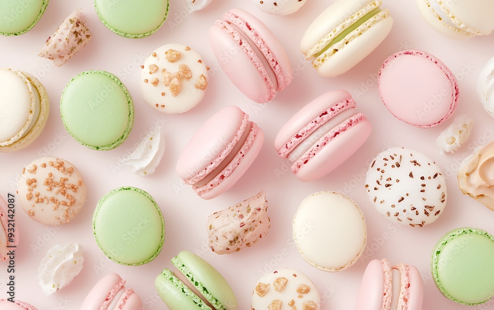 Fototapeta premium Colorful Almond Cookies On Dessert