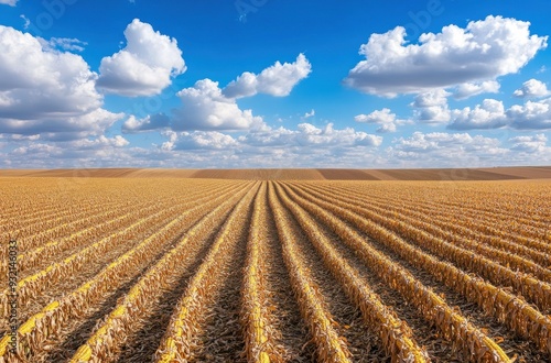 field of freshly sliced corn in the foreground