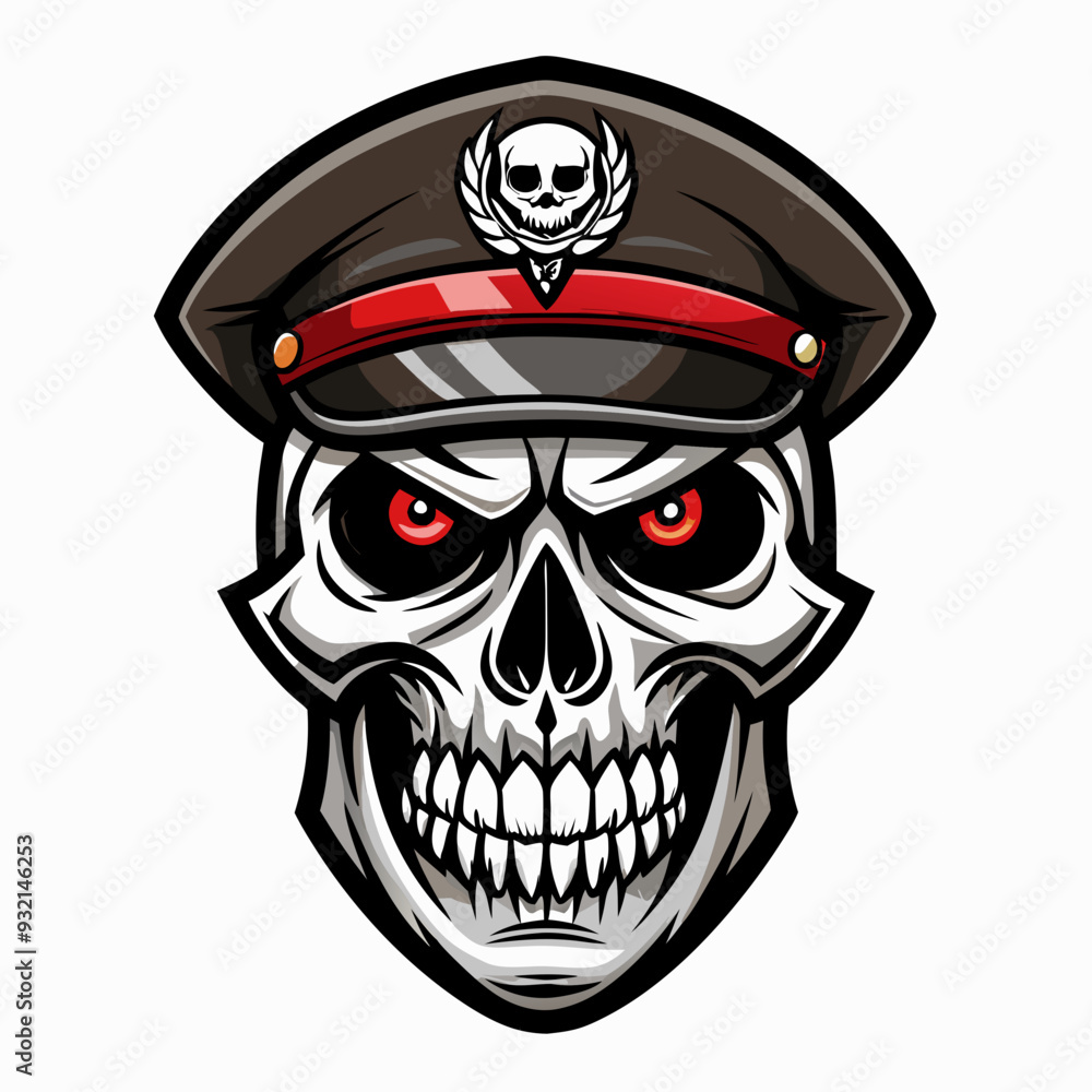 Design a Powerful, Menacing Skull in a Tactical Beret Bold Black-and-White Illustration with Military Vibe art vector illustration Design a Powerful, Menacing Skull in a Tactical Beret Bold Black-and-White Illustration with Military Vibe art vector illustration