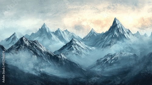 Wallpaper Mural 2D illustration of mountains created through digital painting Hand drawn artistic representation Torontodigital.ca