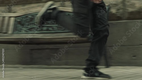 Suspect running away from the police in the city