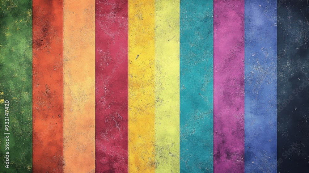A pattern featuring seven vibrant colors created with chalk stripes A pattern featuring seven vibrant colors created with chalk stripes