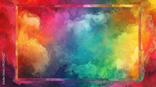 A vibrant image featuring a multicolored background framed by a matching colorful border