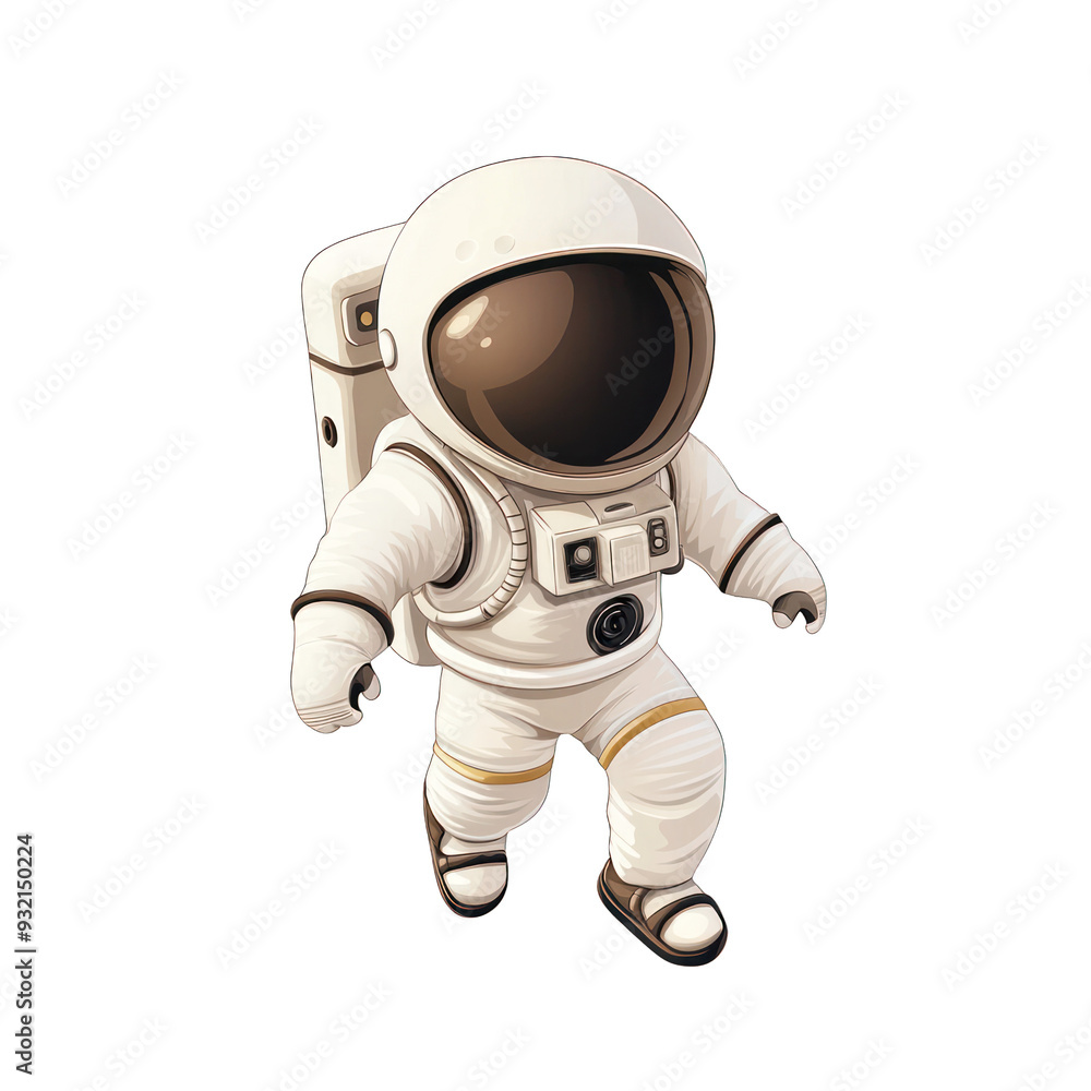 A cartoon astronaut walking in space with a confident expression, ideal for educational or sci-fi themed projects. transparent background A cartoon astronaut walking in space with a confident expression, ideal for educational or sci-fi themed projects. transparent background