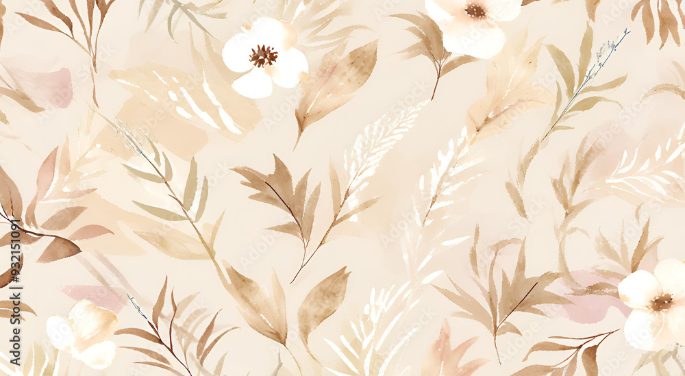 Elegant Floral Pattern With Soft Leaves And Abstract Flowers Elegant Floral Pattern With Soft Leaves And Abstract Flowers
