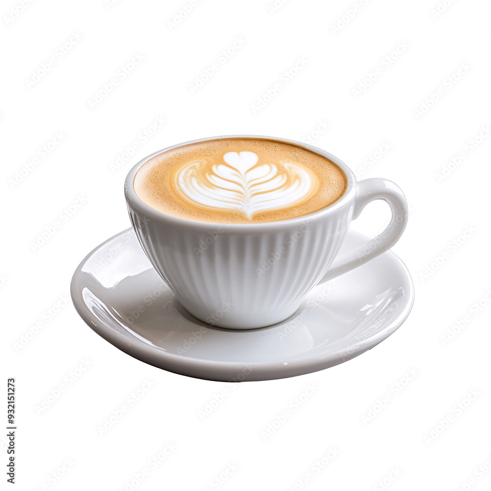 a cup of coffee with a leaf design in the foam a cup of coffee with a leaf design in the foam