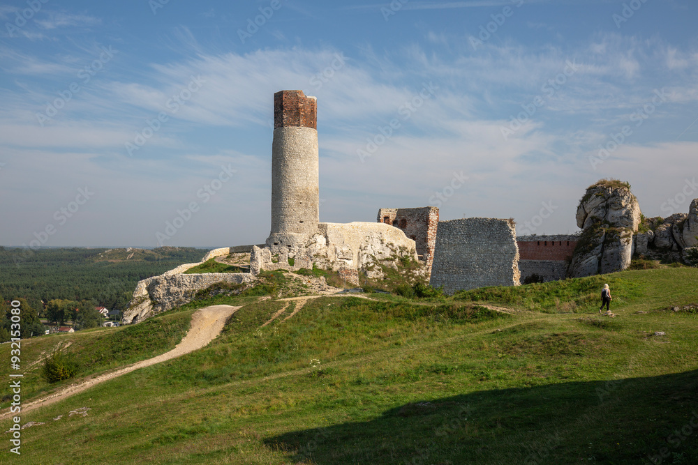 Olsztyn, Silesia, Poland - September 16, 2020: Ruins of medieval gothic Olsztyn Castle located on the Polish Jurassic Highland