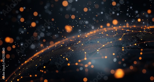 Digital network concept with glowing connections over a dark cosmic background