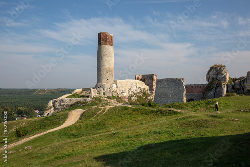 Obraz na płótnie Olsztyn, Silesia, Poland - September 16, 2020: Ruins of medieval gothic Olsztyn Castle located on the Polish Jurassic Highland w salonie