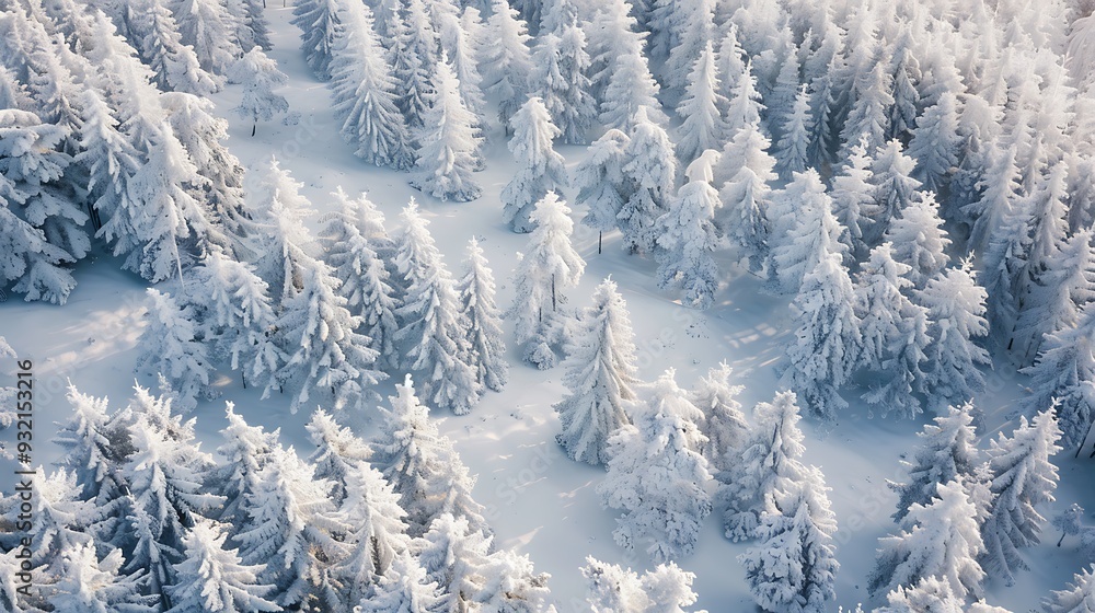 High angle view of snow covered trees High angle view of snow covered trees