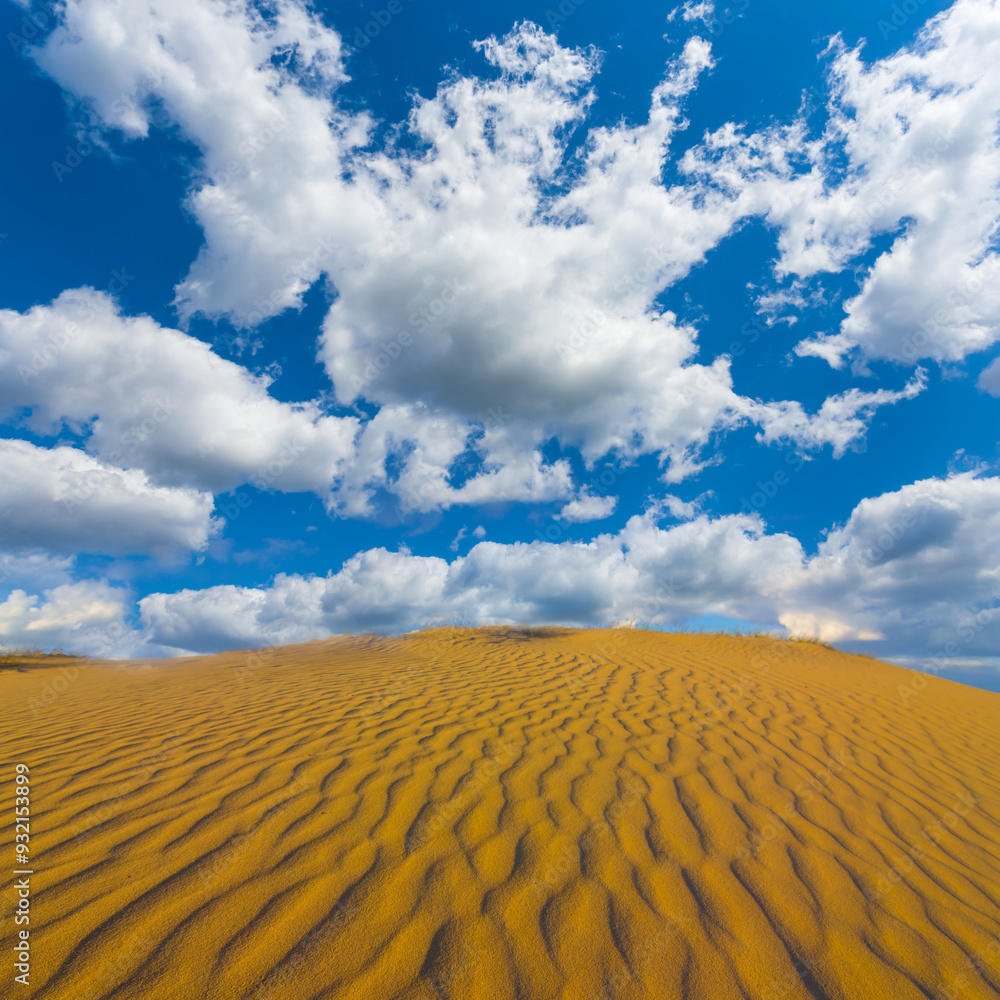 wide sandy desert under a blue cloudy sky wide sandy desert under a blue cloudy sky
