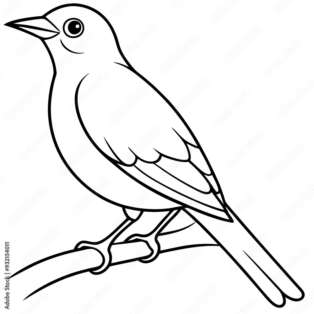 Obraz premium Bird perching on a branch vector art illustration