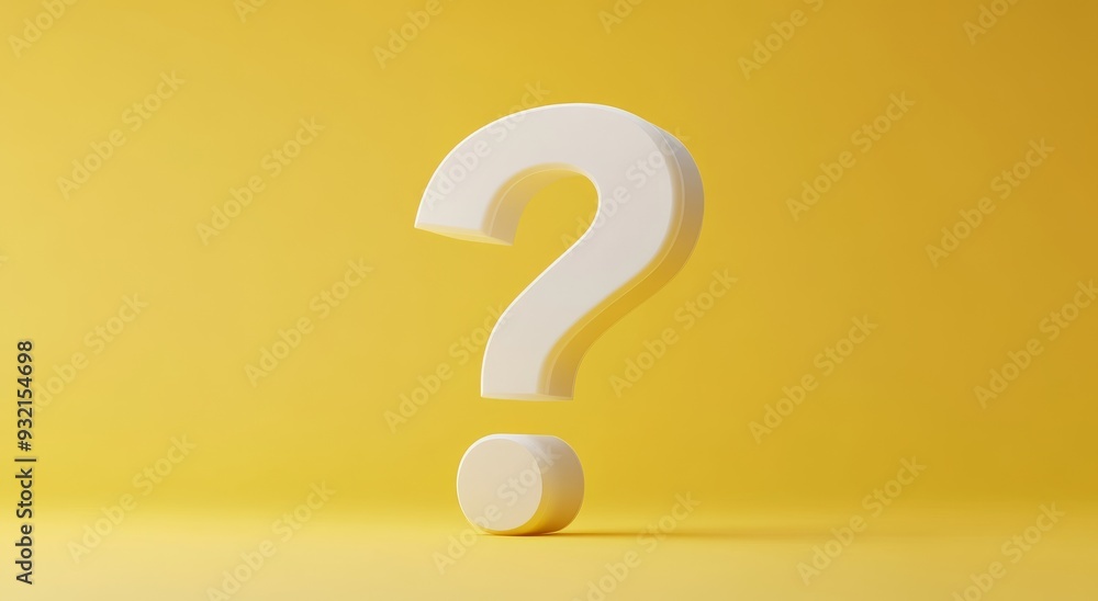 White question mark on a bright yellow background symbolizing confusion and inquiry White question mark on a bright yellow background symbolizing confusion and inquiry