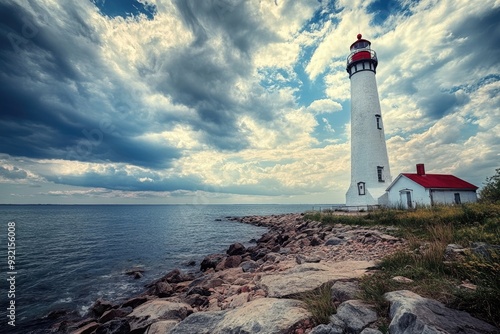 Connecticut Beach: New England Lighthouse in Lighthouse Point Park, New Haven photo