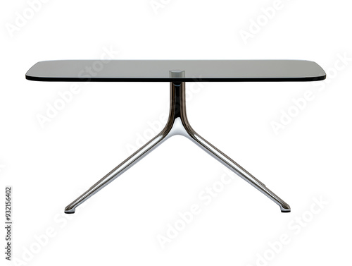 sleek glass dining table with metal legs modern design furniture isolated on transparent background 