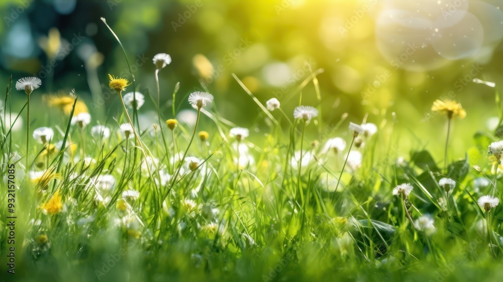Fototapeta premium Sunny Meadow with Blooming Flowers