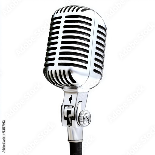 Microphone Grid. Vintage Classic Microphone for Music Band in Retro Style