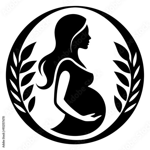 Pregnant woman silhouette vector for logo