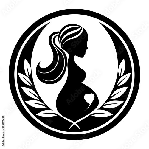 Pregnant woman silhouette vector for logo