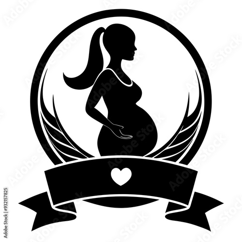 Pregnant woman silhouette vector for logo