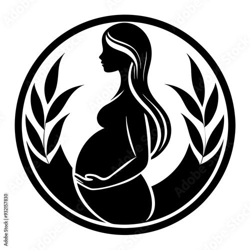 Pregnant woman silhouette vector for logo