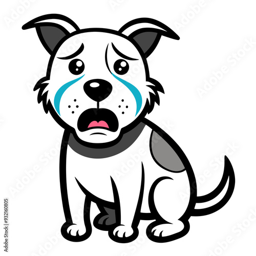 Dog crying art vector illustration