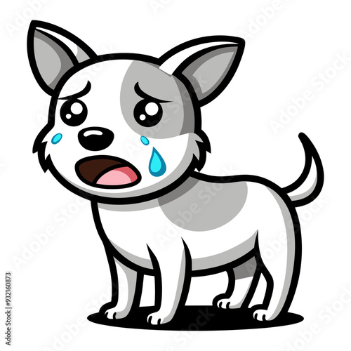 Dog crying art vector illustration