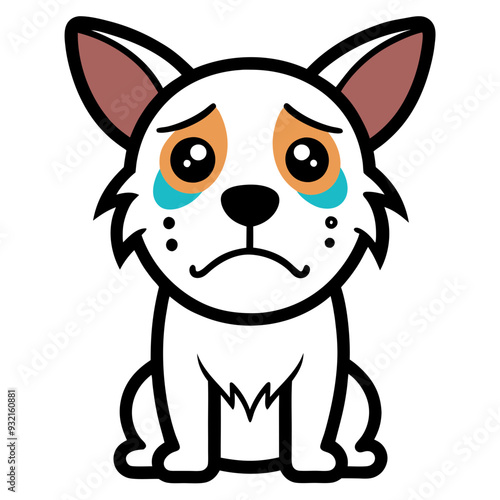 Dog crying art vector illustration