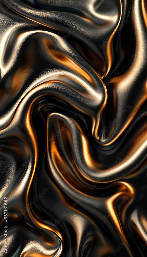 A dynamic composition features swirling patterns of black and gold, creating an elegant, fluid texture that captivates with its sheen. A dynamic composition features swirling patterns of black and gold, creating an elegant, fluid texture that captivates with its sheen.