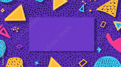 80s and 90s style abstract art with bright geometric patterns and central empty space