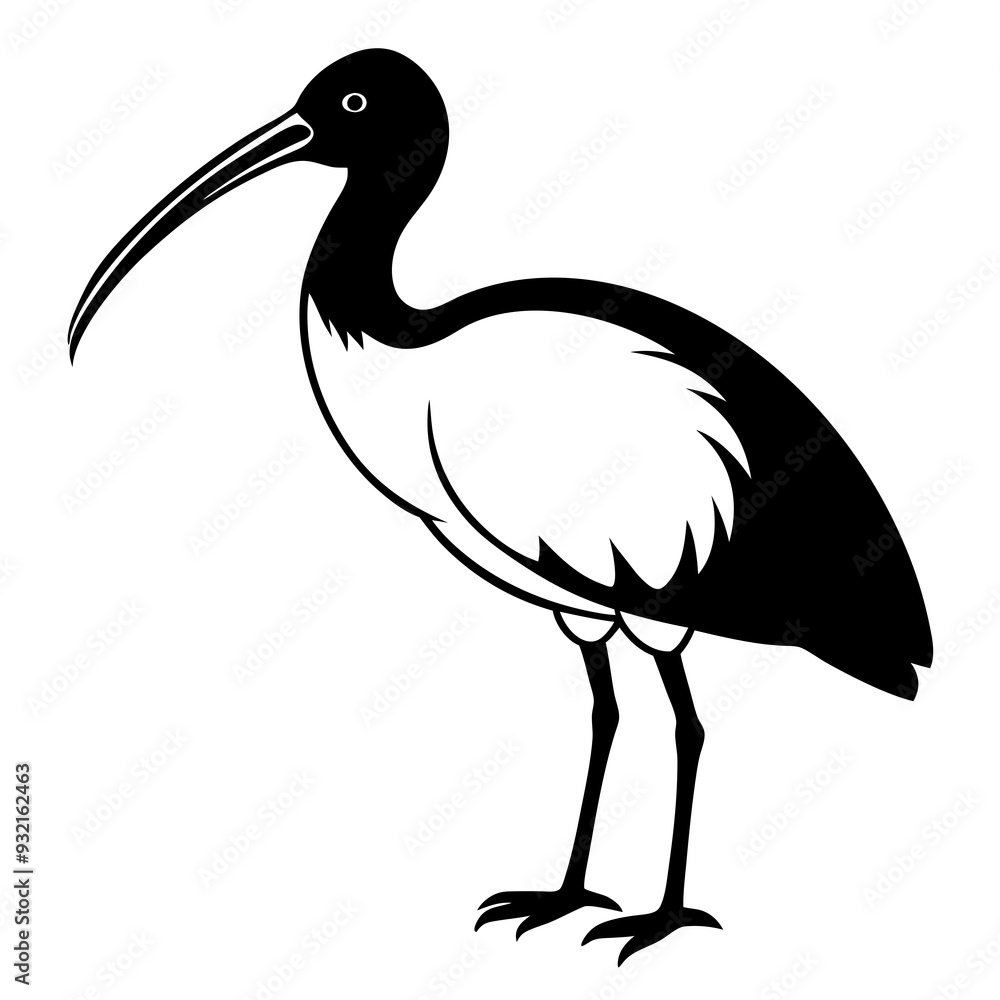 Ibis bird black vector silhouette illustration Ibis bird black vector silhouette illustration