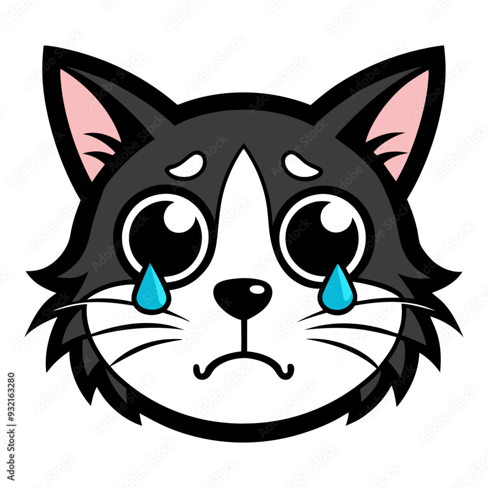 Cat crying art vector illustration Cat crying art vector illustration