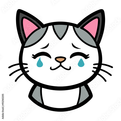 Cat crying art vector illustration