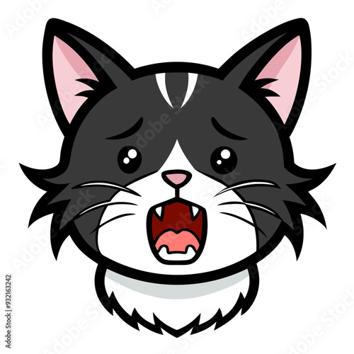 Cat crying art vector illustration