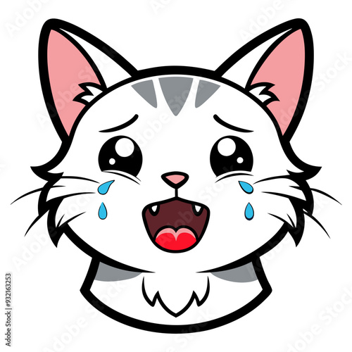 Cat crying art vector illustration