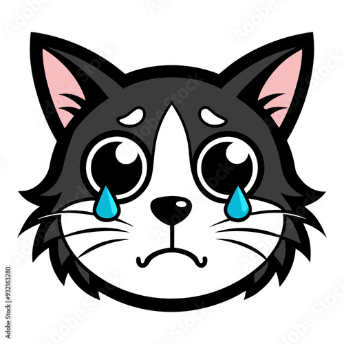 Cat crying art vector illustration