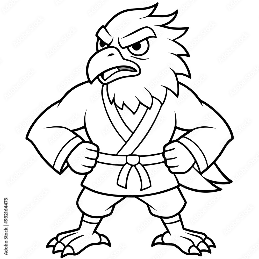 Angry karate Eagle white background line art vector illustration Angry karate Eagle white background line art vector illustration