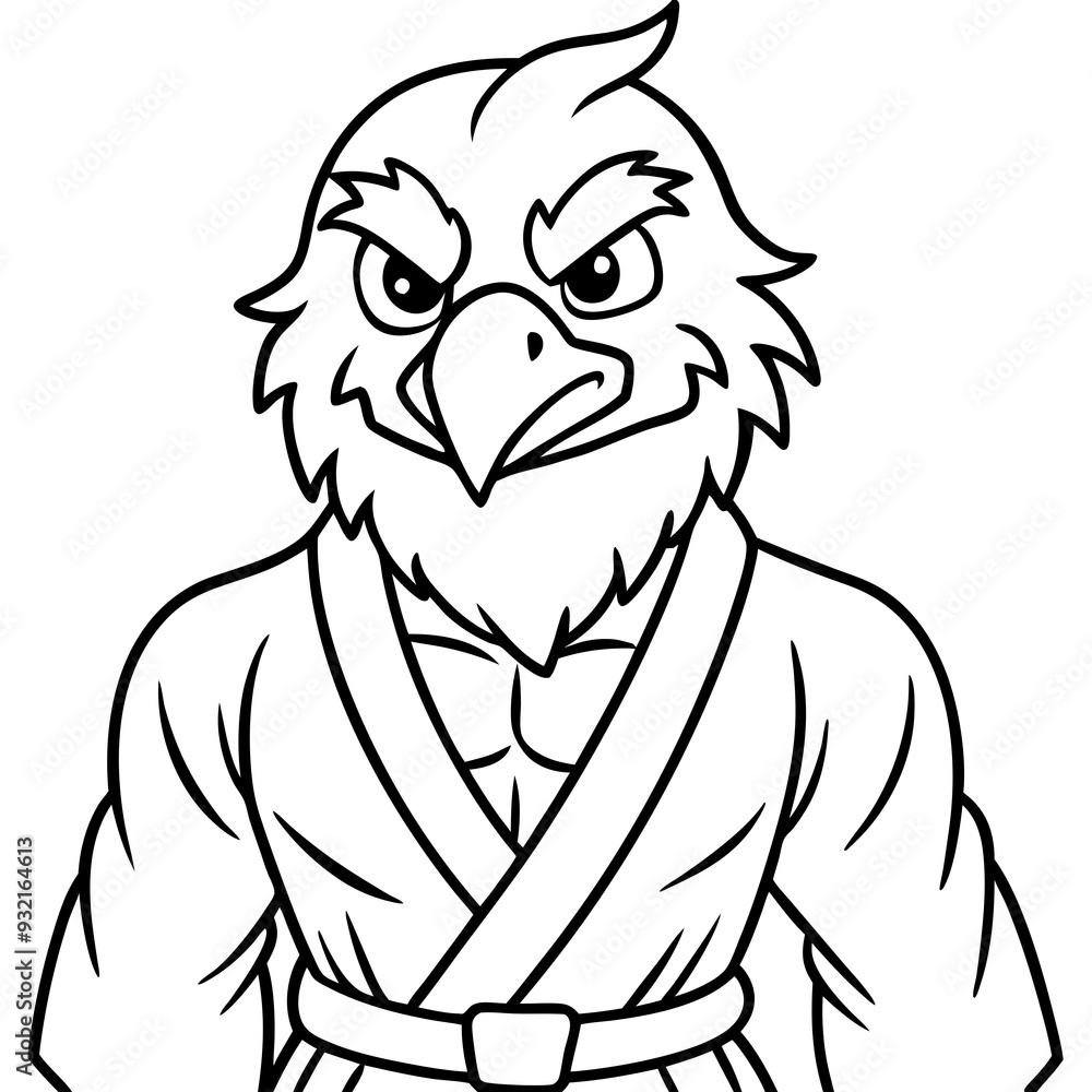 Angry karate Eagle white background line art vector illustration Angry karate Eagle white background line art vector illustration